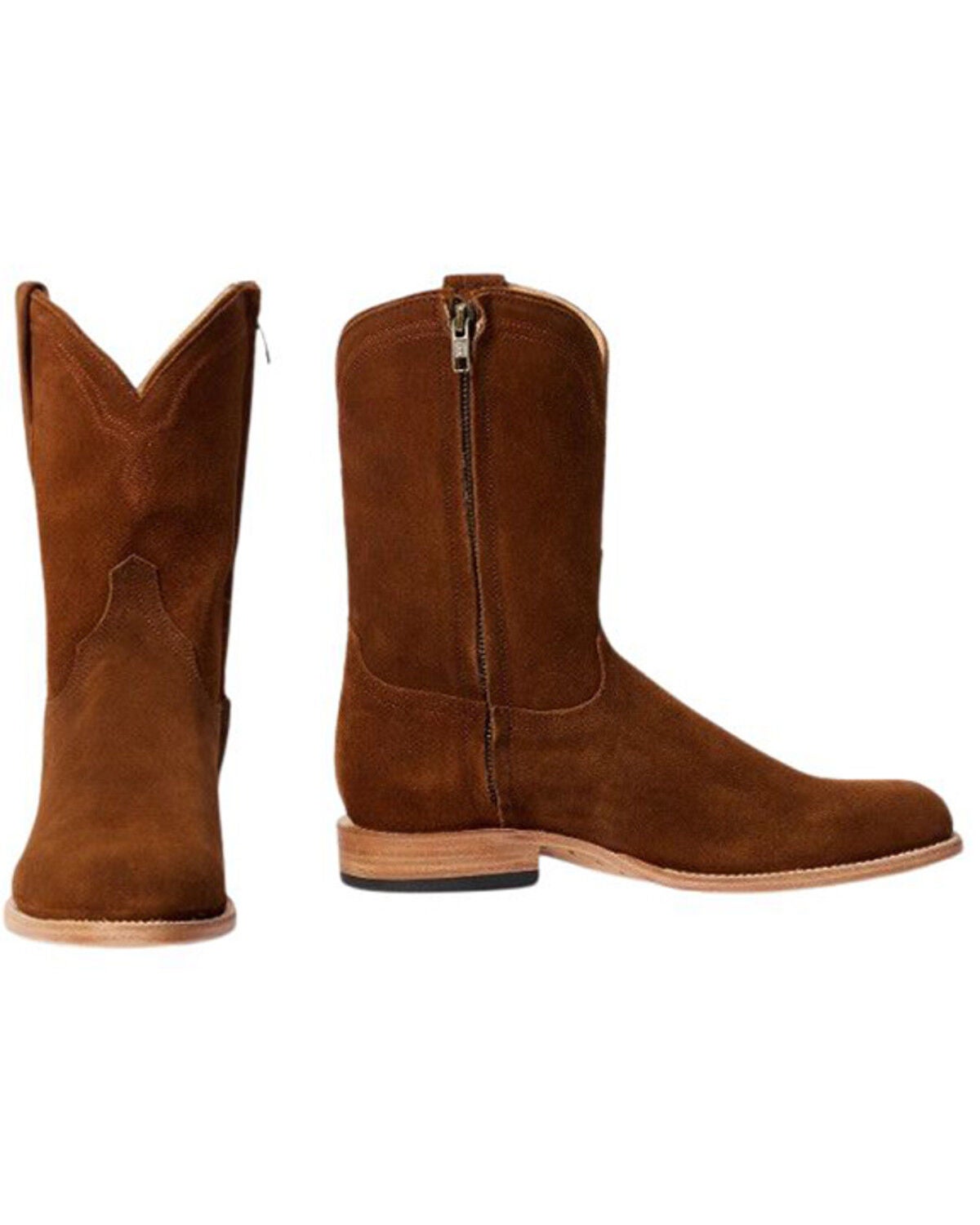 Stetson Men's Rancher Suede Western Boots - Round Toe, Brown, hi-res