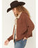 Image #2 - Cotton & Rye Women's Color Block Cropped Shacket, Brown, hi-res
