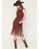Image #1 - Rock & Roll Denim Women's Faux Suede Fringe Belted Sleeveless Midi Dress, Wine, hi-res