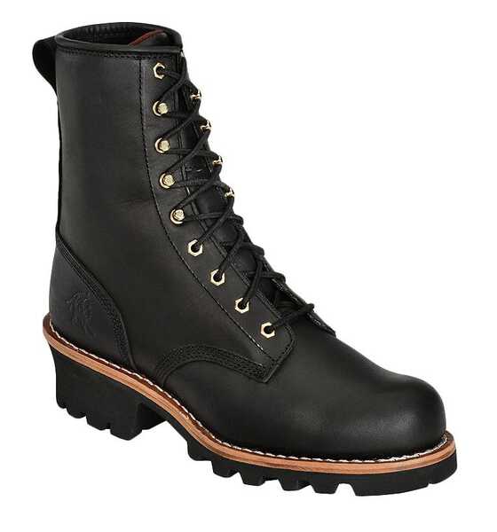 Chippewa 8" Logger Boots - Steel Toe, Black, hi-res
