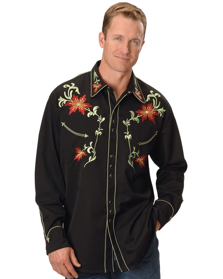 scully floral embroidered western shirt