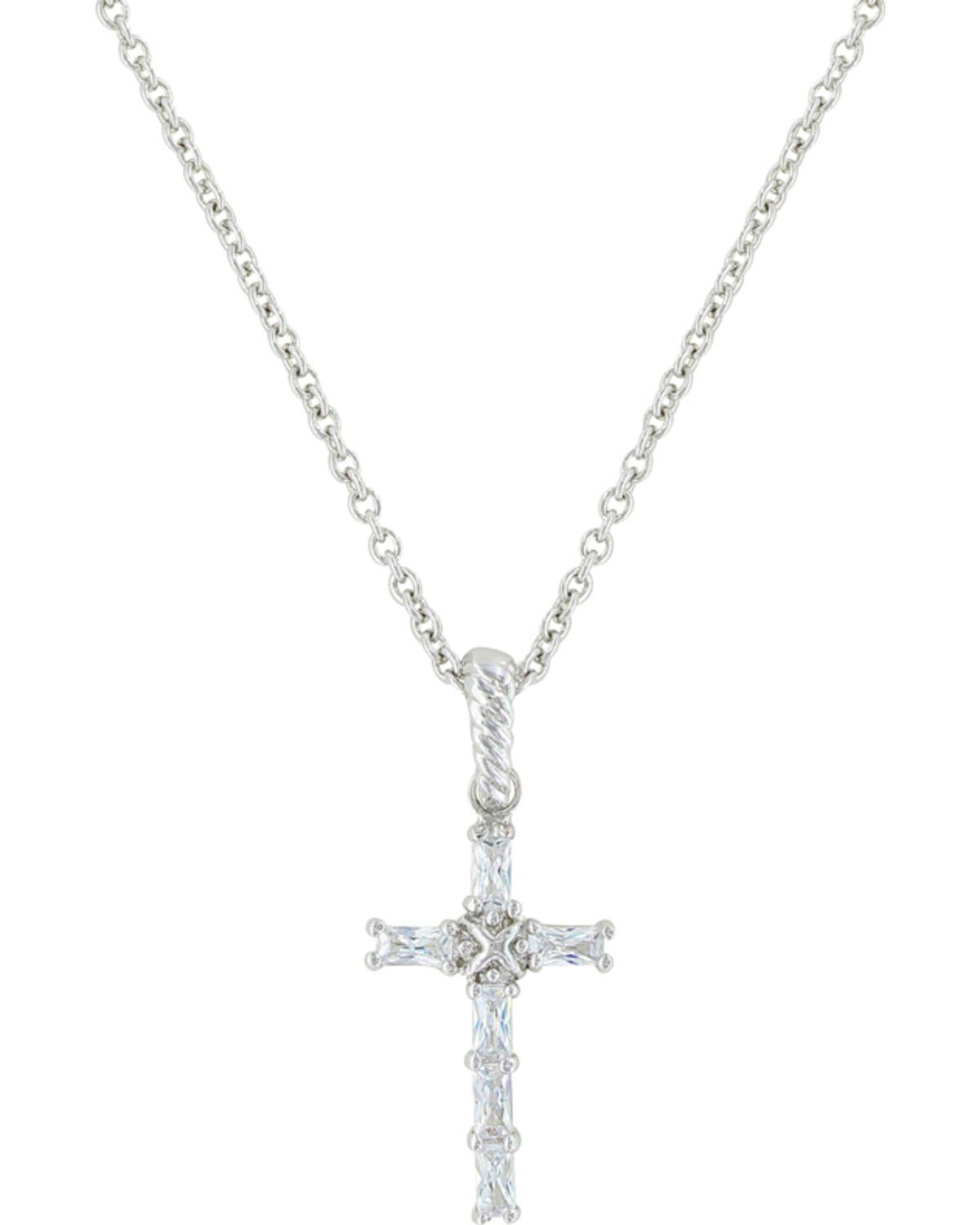 Image #1 - Montana Silversmiths Women's Acadian Cross Baguette Necklace, Silver, hi-res