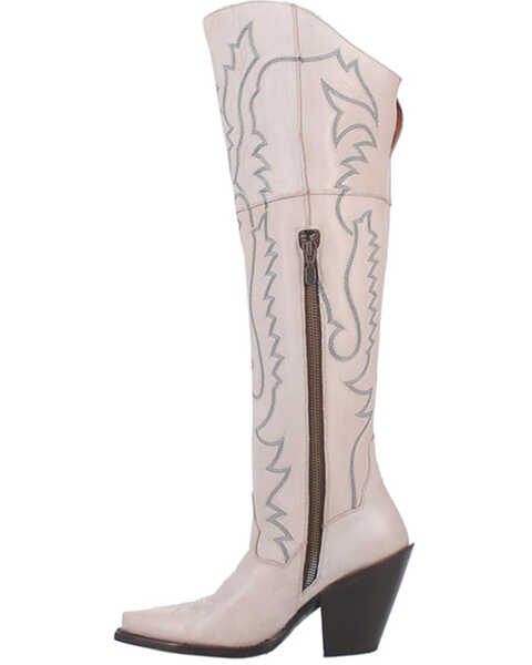 Image #3 - Dan Post Women's Loverfly Tall Western Boots - Snip Toe , White, hi-res