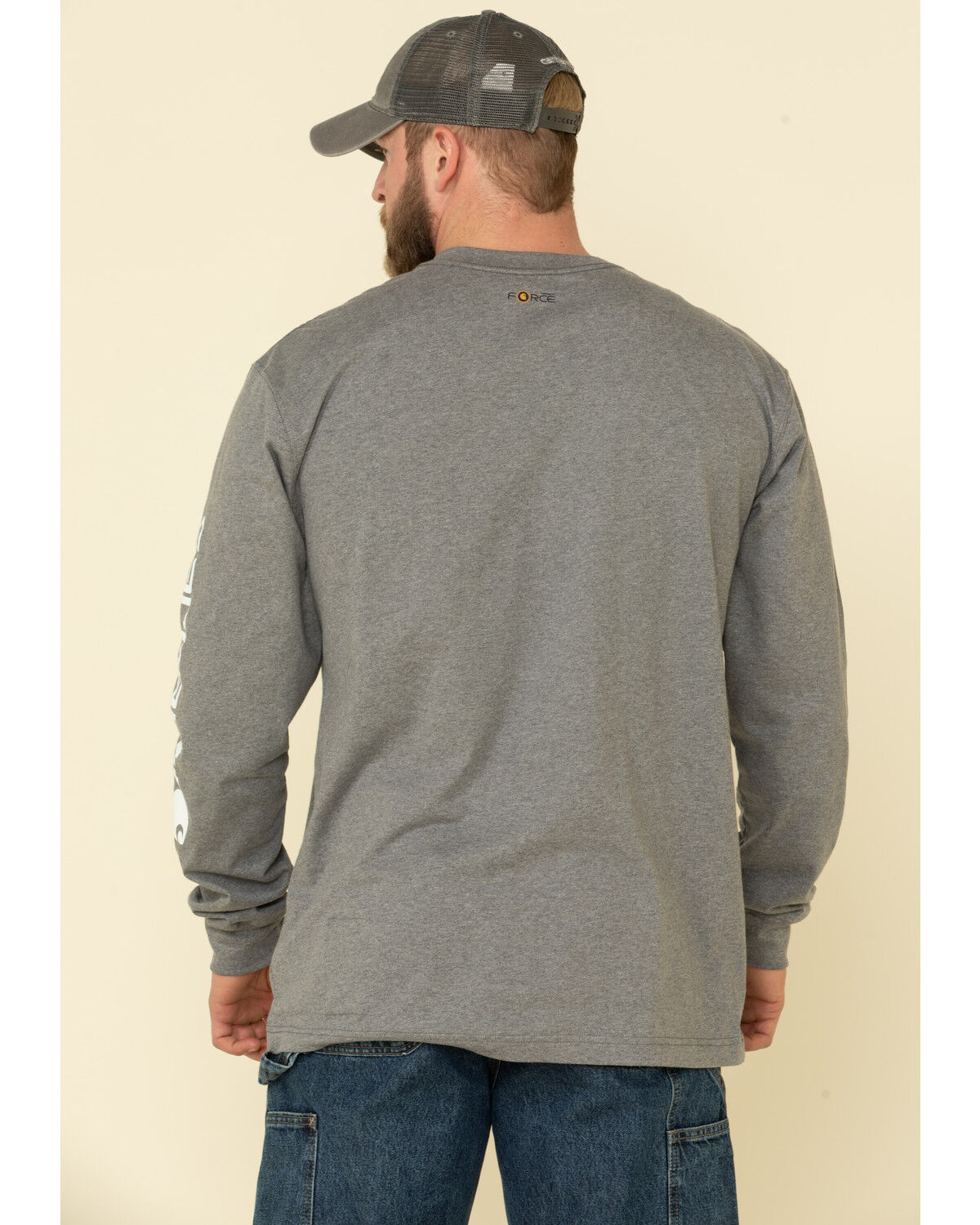 Image #2 - Carhartt Men's FR Midweight Signature Logo Long Sleeve Work Shirt, Grey, hi-res