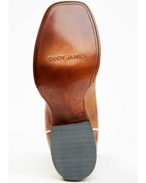 Image #7 - Cody James Men's Upper Two-Tone Leather Western Boots - Broad Square Toe , Orange, hi-res