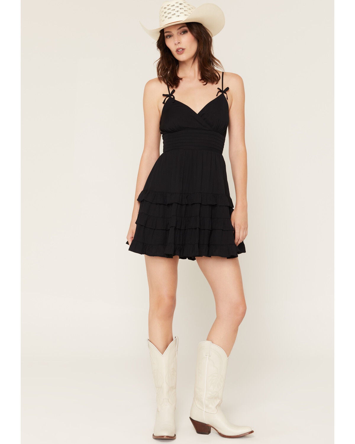 Image #1 - Ash & Violet Women's Bow Strap Sleeveless Mini Dress, Black, hi-res