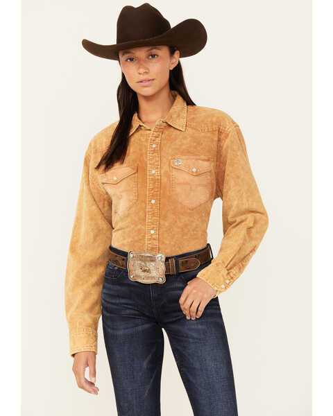Kimes Ranch Women's Dixon Corduroy Long Sleeve Snap Western Shirt , Camel, hi-res