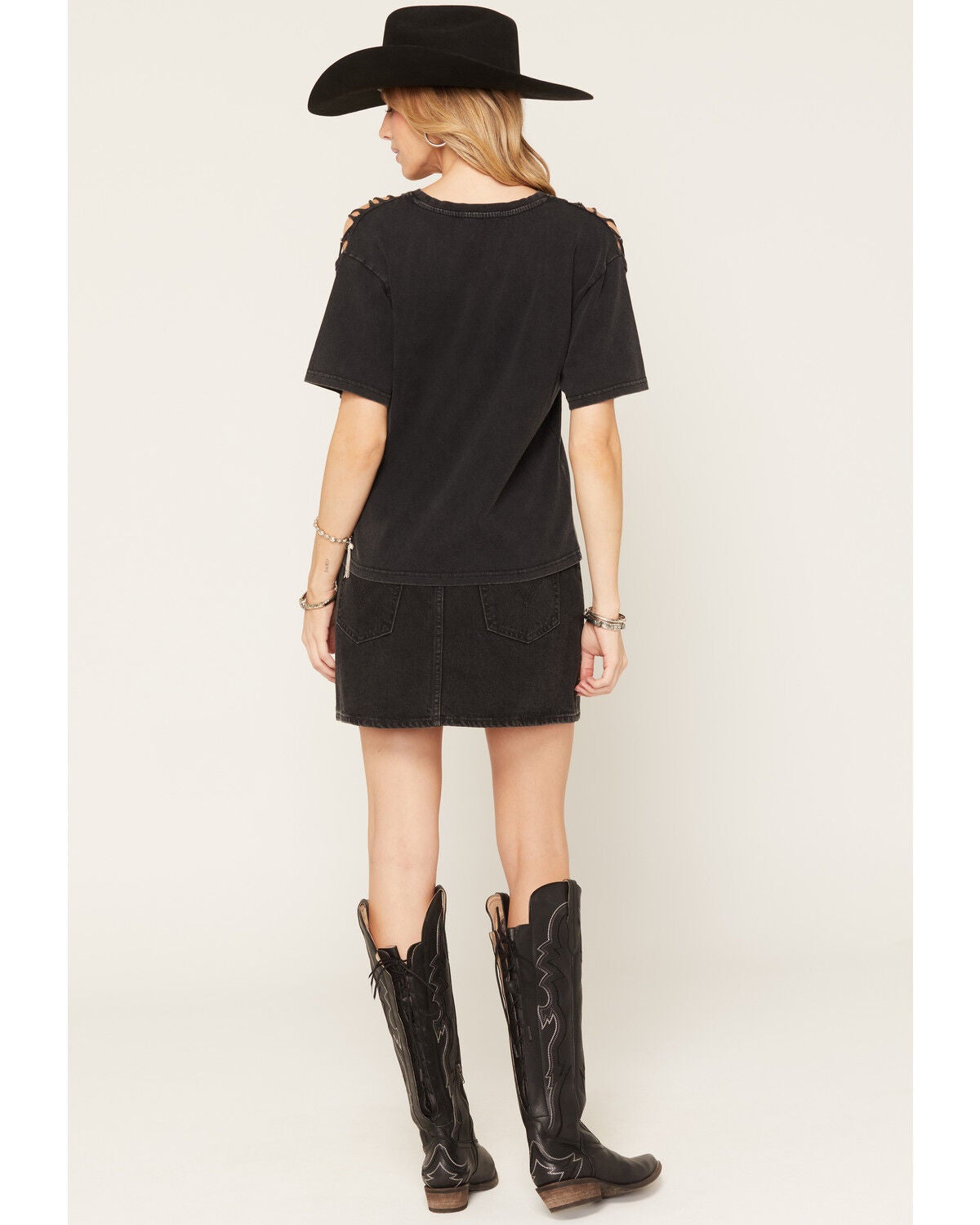 Image #3 - Levi's Women's Studded Denim Mini Skirt, Black, hi-res
