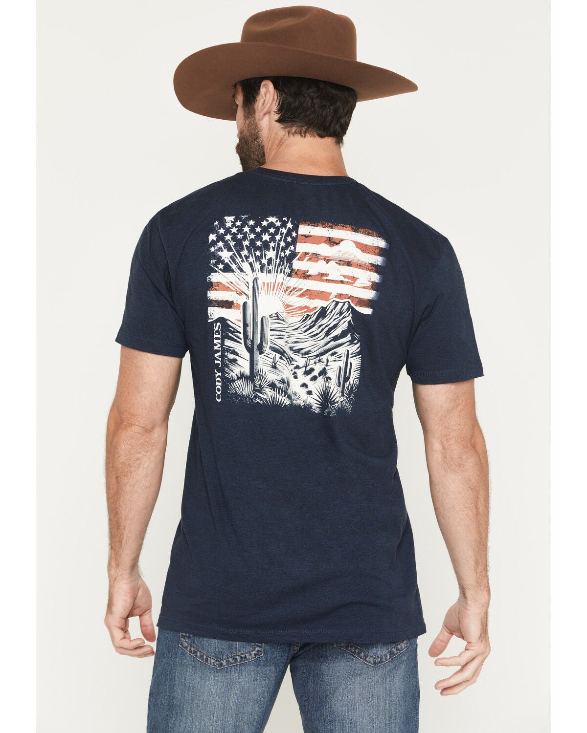 Image #1 - Cody James Men's Desert Flag Patriotic Short Sleeve Graphic T-Shirt, Navy, hi-res