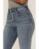 Image #2 - Sneak Peek Women's Vintage High Rise Release Hem Flare Jeans, Blue, hi-res
