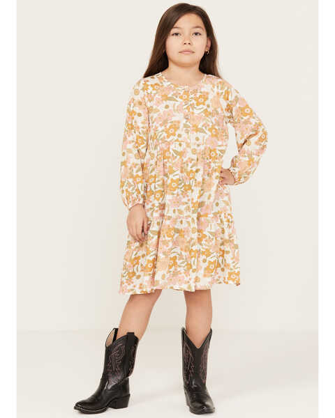 Image #2 - Hayden LA Girls' Floral Mini Dress , Mustard, hi-res