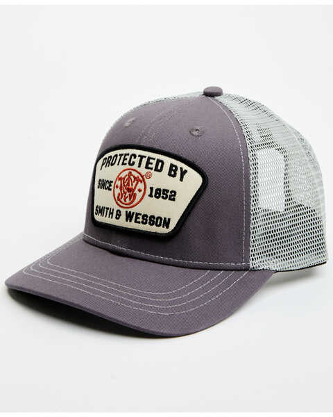 Image #1 - Smith & Wesson Men's Protected By S&W Trucker Cap , Purple, hi-res