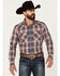 Image #1 - Pendleton Men's Frontier Plaid Print Long Sleeve Pearl Snap Western Shirt, Indigo, hi-res