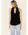 Image #4 - Wild Moss Women's Crochet Studded Yoke Flowy Tank Top, Black, hi-res