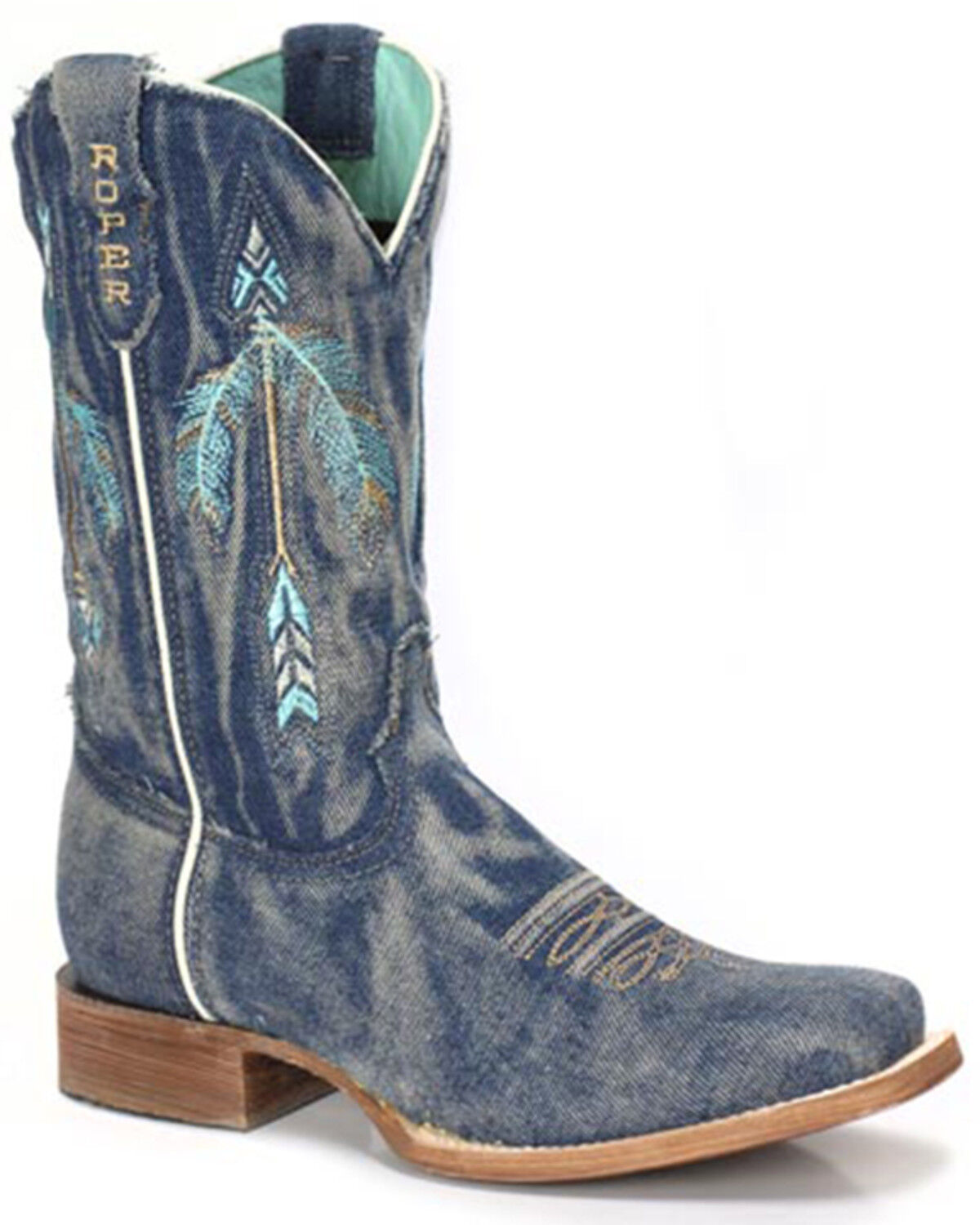 Image #1 - Roper Women's Arrowhead Western Boots - Square Toe, Blue, hi-res