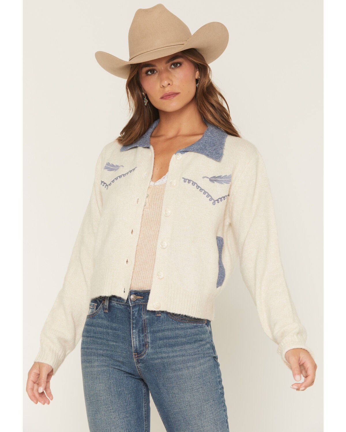 Bailey Rose Women's Button-Down Cardigan, Cream, hi-res