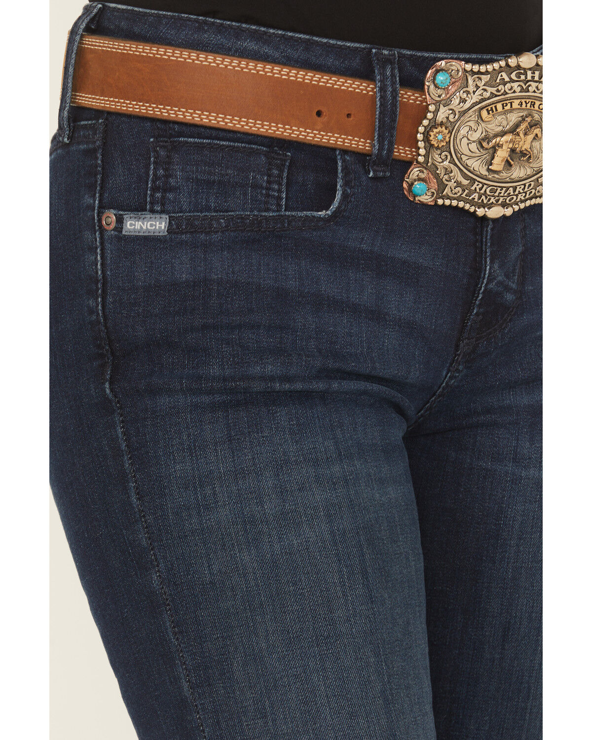 Image #2 - Cinch Women's Lynden Dark Wash Trouser Slim Fit Stretch Denim Jeans, Indigo, hi-res