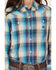 Image #3 - Roper Girls' Plaid Print Long Sleeve Pearl Snap Western Shirt, Blue, hi-res