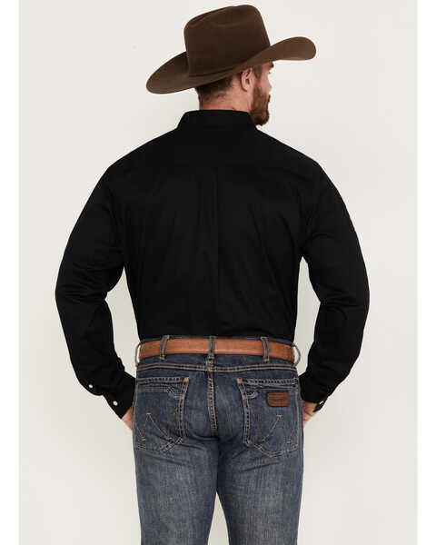 Image #4 - RANK 45® Men's Logo Solid Long Sleeve Button-Down Western Shirt, Black, hi-res
