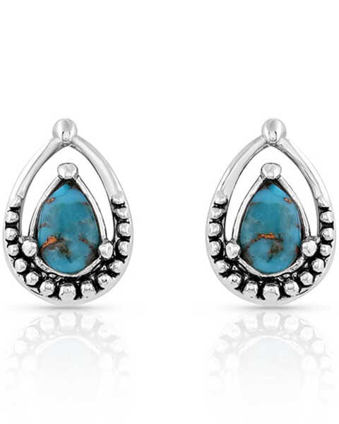 Montana Silversmiths Women's Oyster Turquoise Silver Teardrop Earrings, Turquoise, hi-res