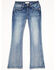 Shyanne Girls' Light Embroidered Faux Flap Pocket Bootcut Jeans , Blue, hi-res