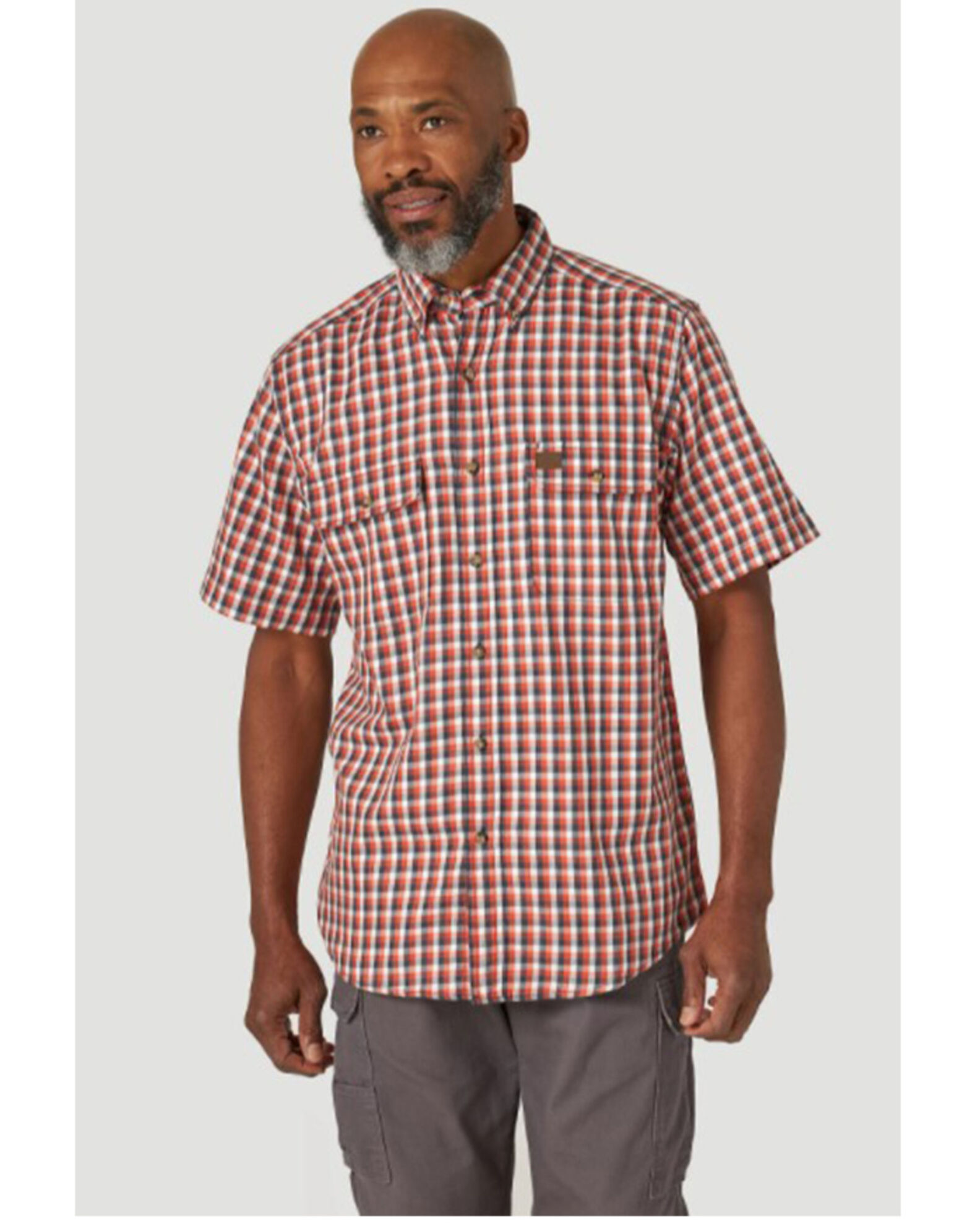 Wrangler Riggs Men s Performance Forman Plaid Short Sleeve Button Down Work Shirt Sheplers