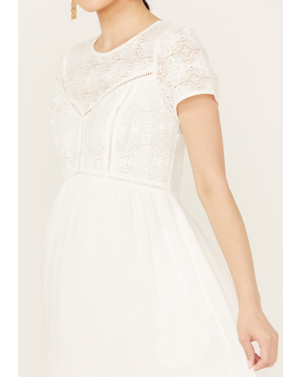 Image #3 - Beyond The Radar Lace Front Mini Dress, White, hi-res