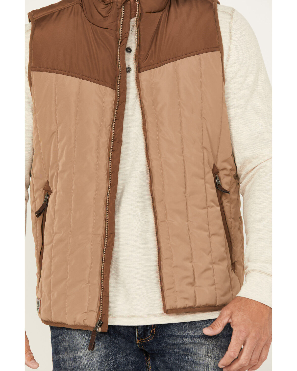 Image #3 - Moonshine Spirit Men's Southwestern Print Lined Puffer Vest, Oatmeal, hi-res