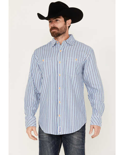 Image #1 - Resistol Men's Quest Striped Long Sleeve Button-Down Western Shirt, Blue, hi-res
