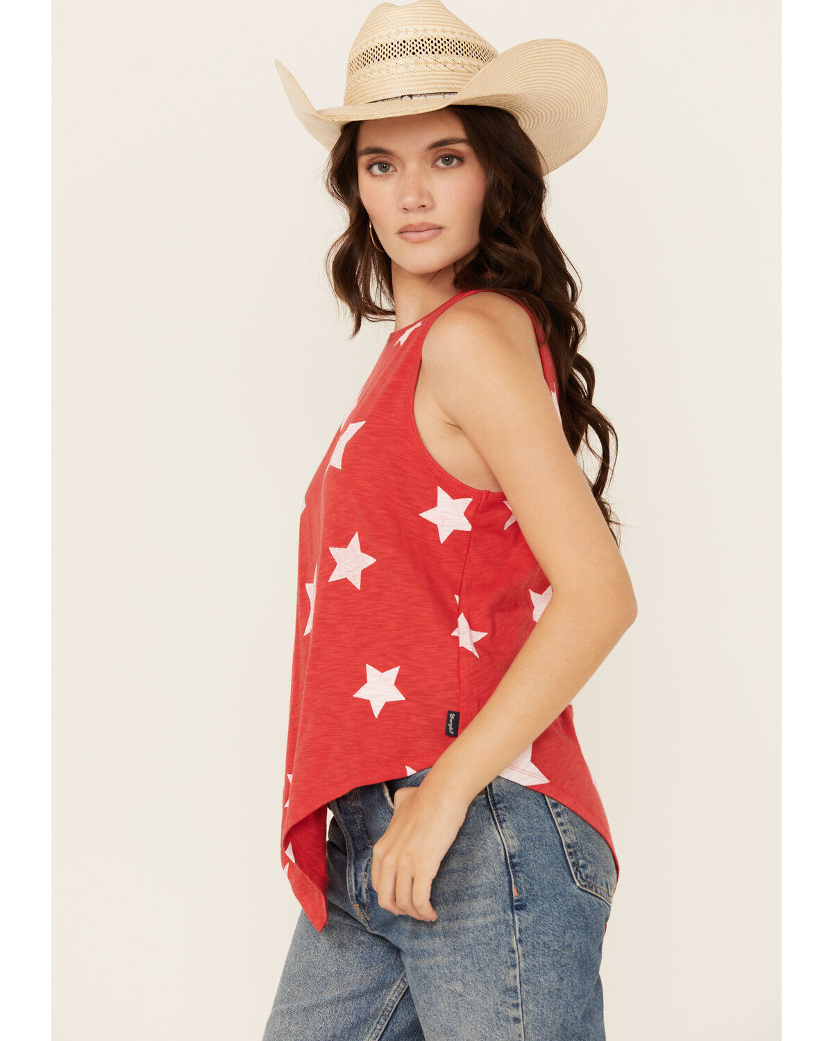 Image #2 - Wrangler Retro Women's Star Bandana Hem Tank, Red, hi-res
