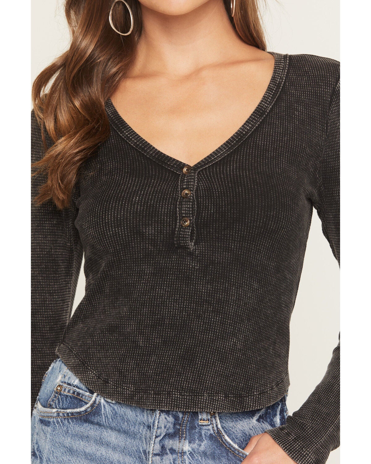 Image #3 - Wild Moss Women's Button-Down Long Sleeve Thermal Shirt, Black, hi-res