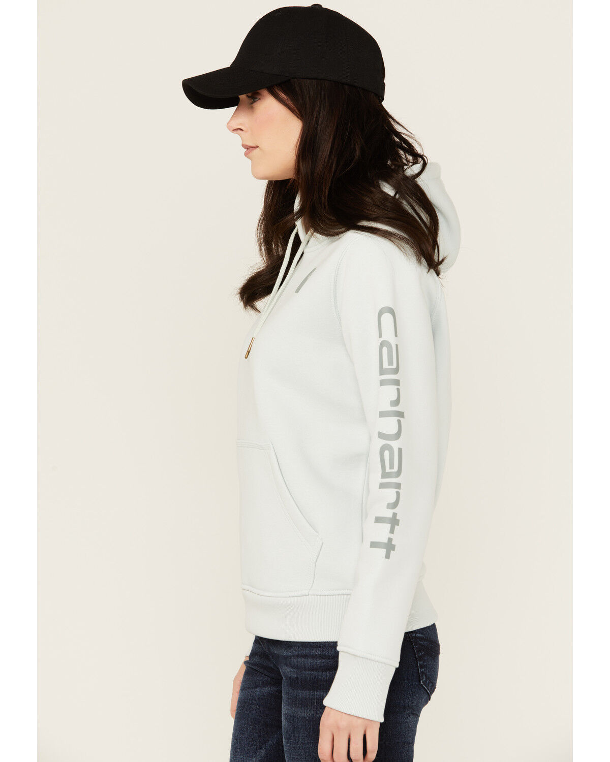 Image #3 - Carhartt Women's Relaxed Fit Midweight Logo Graphic Hoodie, Seafoam, hi-res