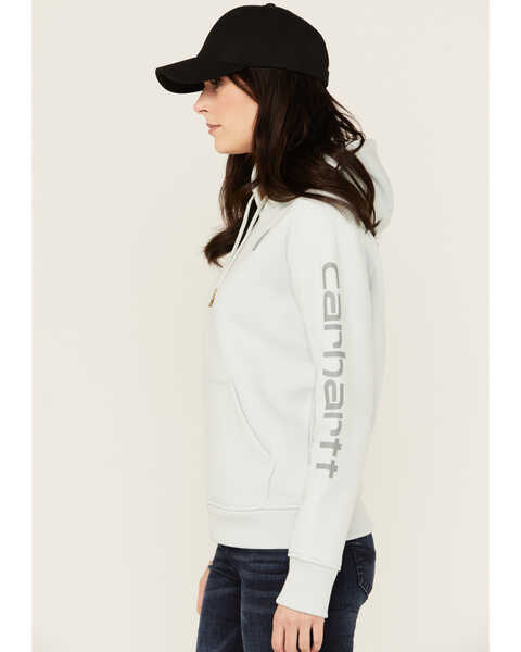 Image #3 - Carhartt Women's Relaxed Fit Midweight Logo Graphic Hoodie , Seafoam, hi-res