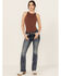 Image #3 - Grace In LA Women's Medium Wash Sequin Cow Skull Mid Rise Bootcut Stretch Denim Jeans, Medium Wash, hi-res