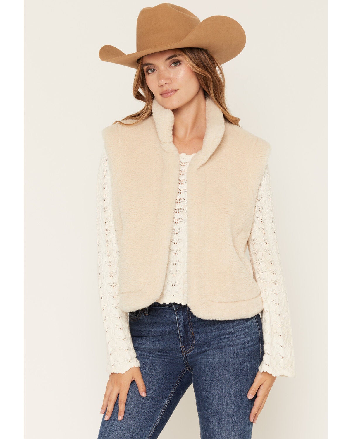 Image #3 - Revel Women's Faux Fur Reversible Vest, Tan, hi-res
