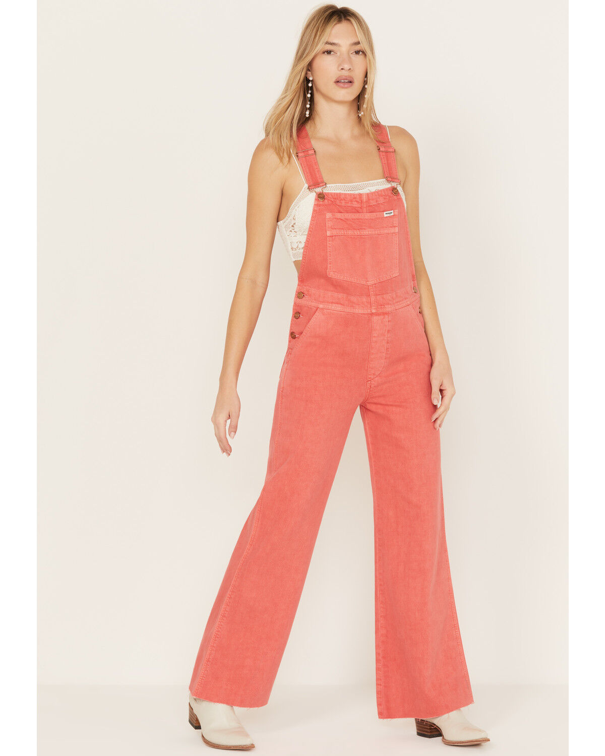 Image #1 - Wrangler Women's Flare Overalls, Red, hi-res