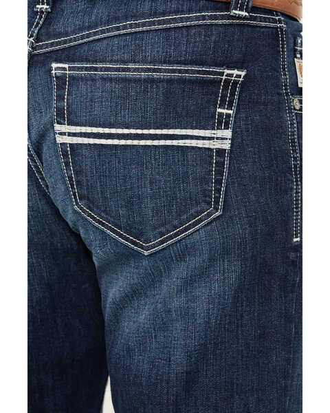 Image #4 - Cinch Men's Carter 2.0 Dark Rinse Relaxed Bootcut Performance Stretch Denim Jeans, Dark Medium Wash, hi-res