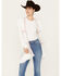 POL Women's Tiered Ditsy Print Long Sleeve Kimono , White, hi-res