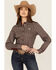 Image #1 - Cinch Women's Medallion Print Long Sleeve Button-Down Western Shirt, Black, hi-res