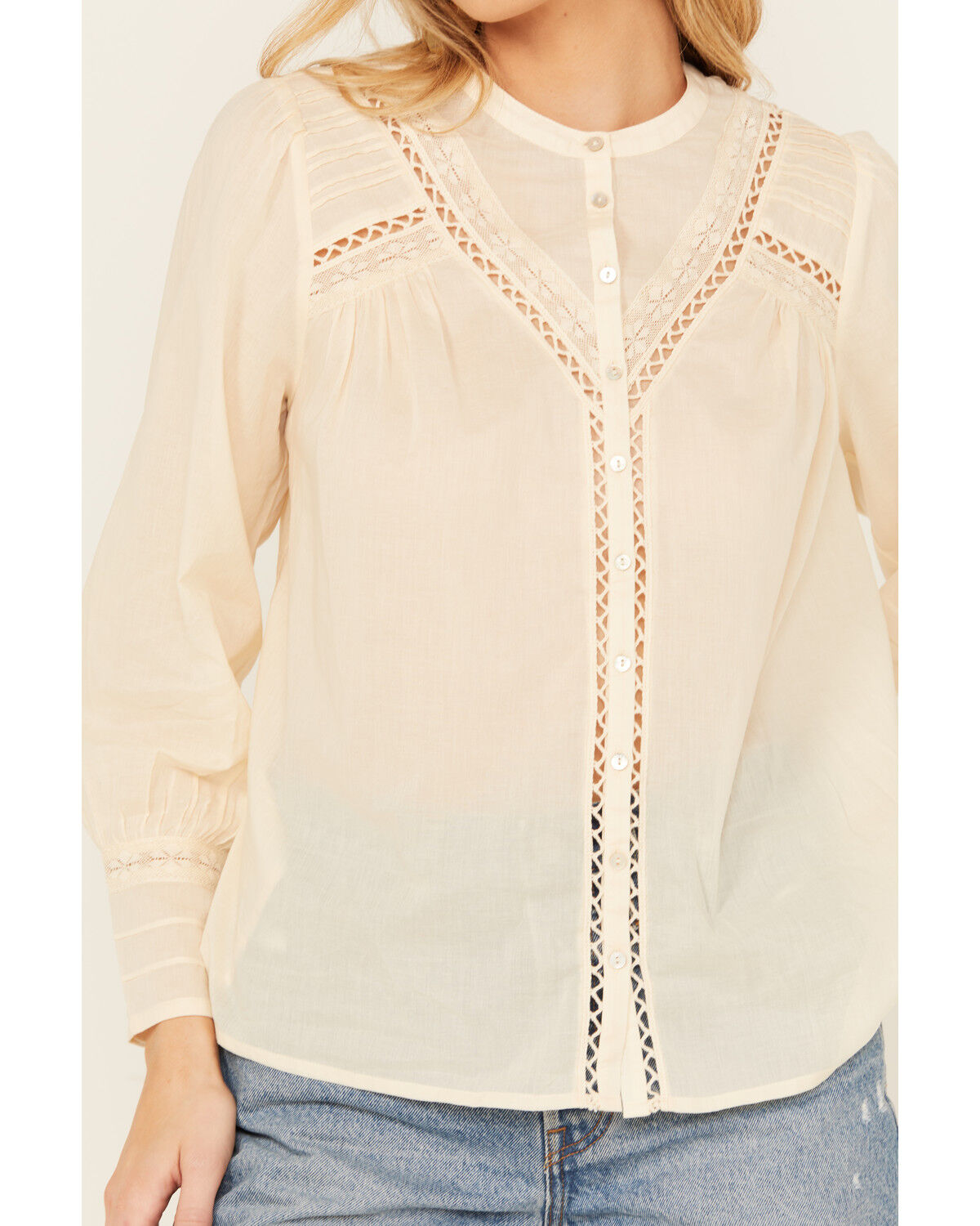 Image #3 - Bila Women's Long Sleeve Embroidered Peasant Top, Natural, hi-res