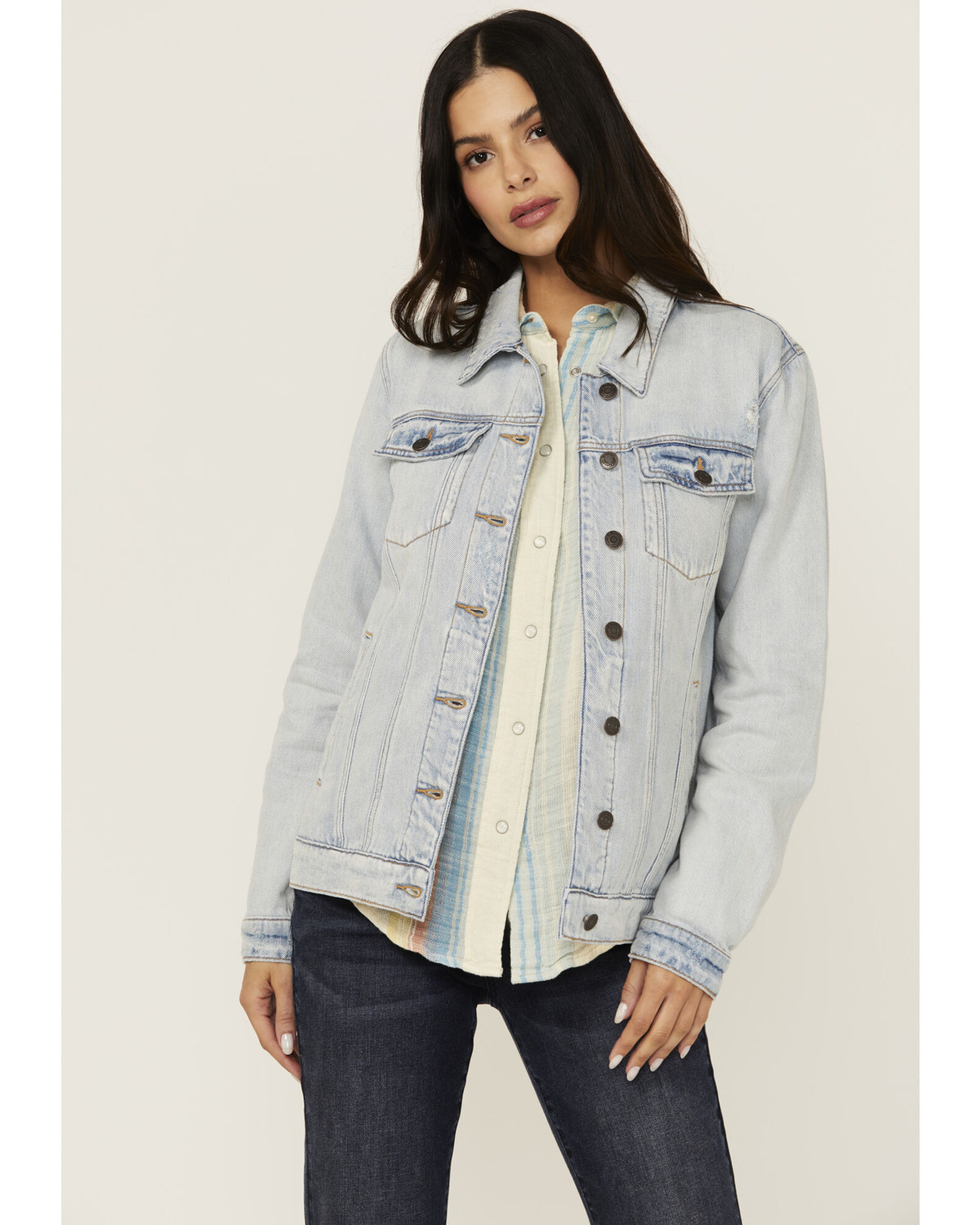 Oversized light wash denim jacket shop