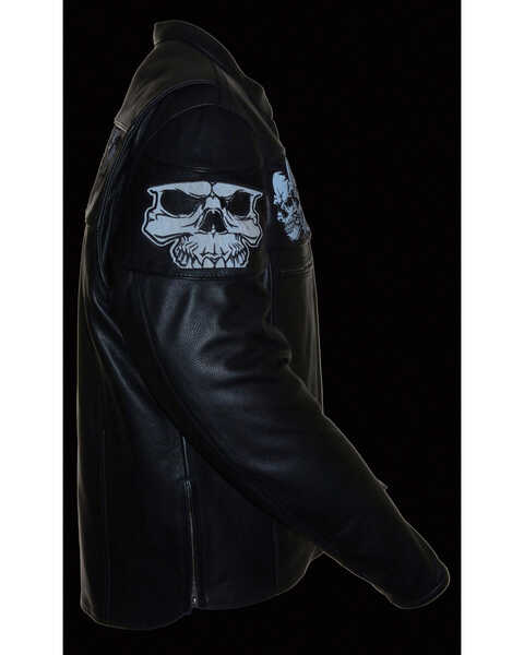 Image #4 - Milwaukee Leather Men's Reflective Skull Crossover Scooter Jacket - 5X, Black, hi-res