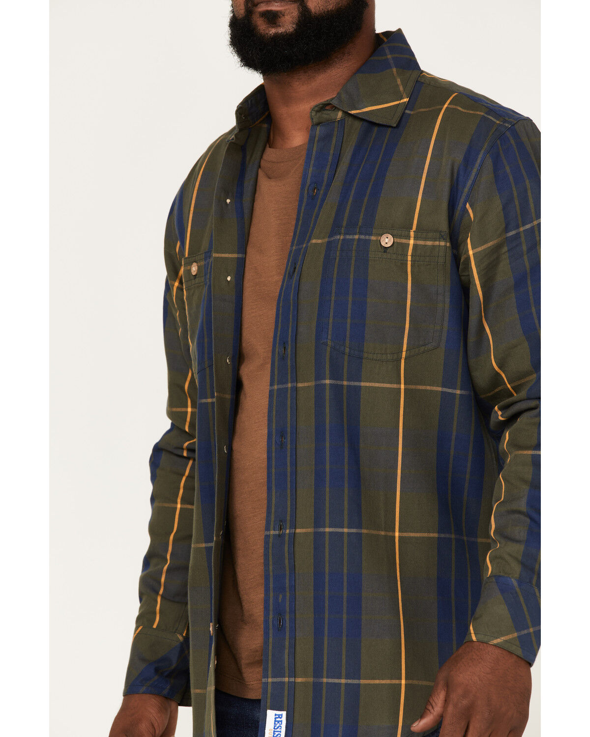Image #3 - Resistol Men's Longmont Large Plaid Button Down Western Shirt, Olive, hi-res
