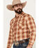 Pendleton Men's Frontier Plaid Print Long Sleeve Western Snap Shirt, Rust Copper, hi-res