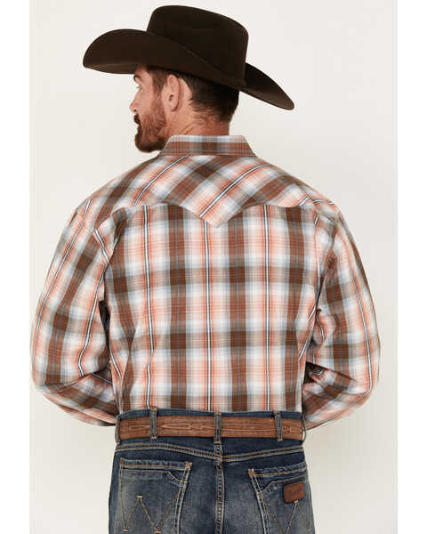 Image #4 - Resistol Men's Frank Ombre Plaid Print Long Sleeve Button-Down Western Shirt, Peach, hi-res