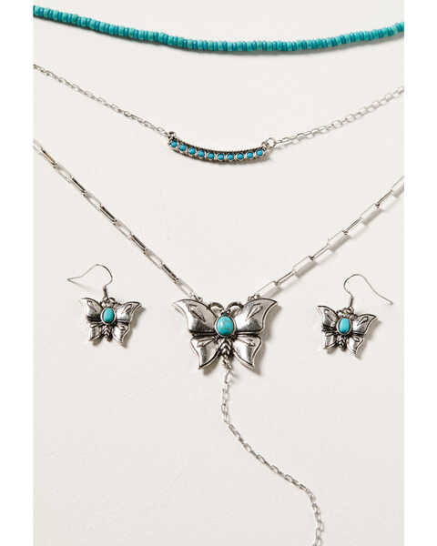 Image #2 - Shyanne Women's Wildflower Bloom Butterfly Concho Necklace Set - 2-Piece, Silver, hi-res