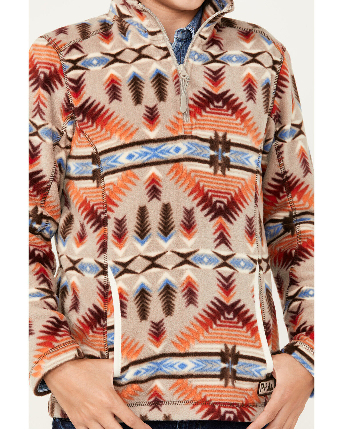Image #3 - Powder River Outfitters Boys' Southwestern Print Fleece Pullover, Tan, hi-res