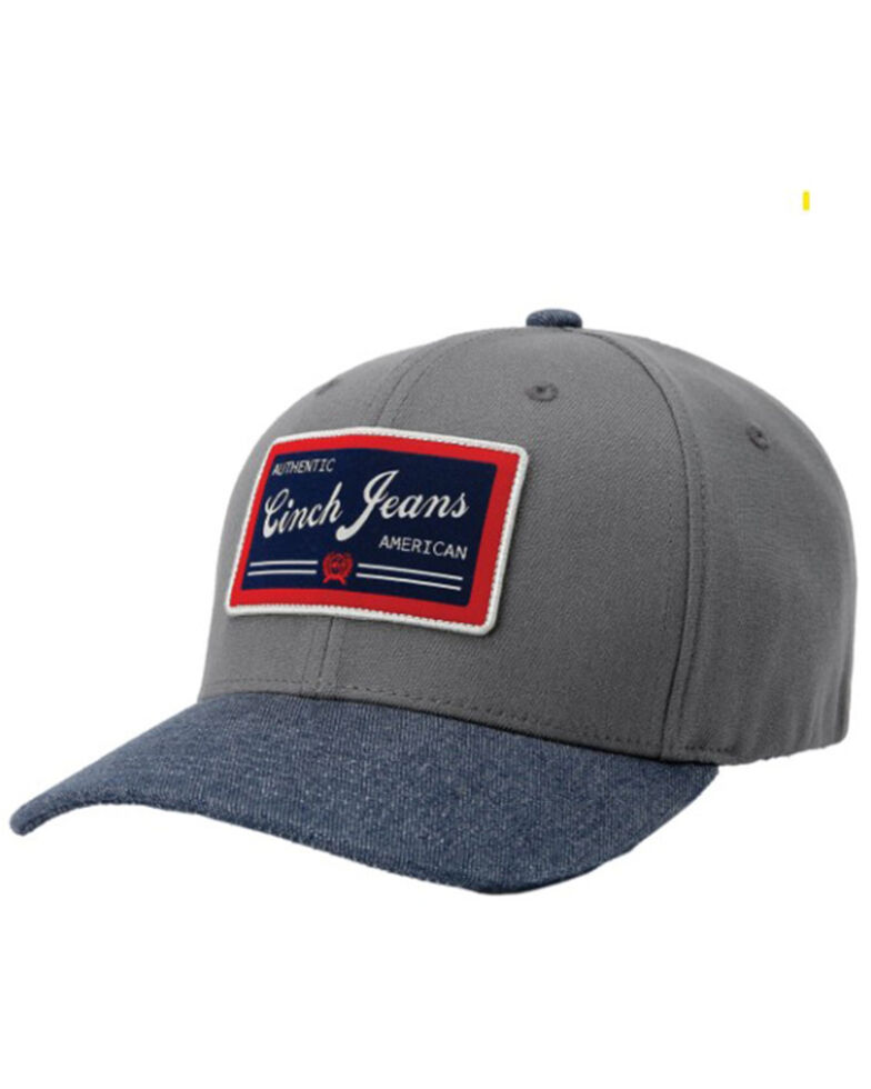 Cinch Men's Grey Logo Patch Solid-Back Flex-Fit Ball Cap , Grey, hi-res