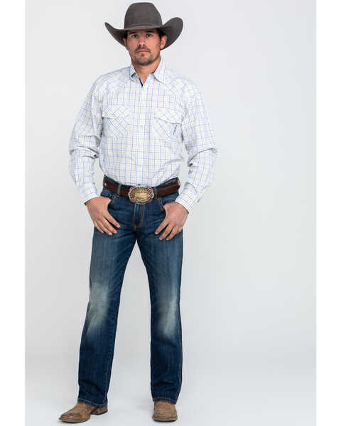Image #6 - Resistol Men's American Med Plaid Long Sleeve Western Shirt , White, hi-res