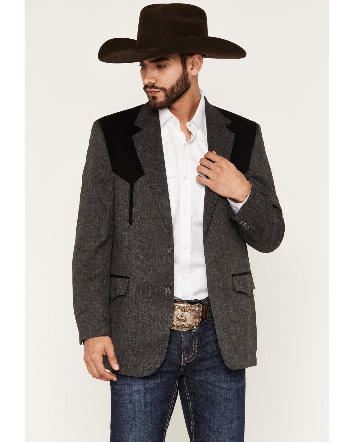 Circle S Men's Boise Western Suit Coat - Short, Reg, Tall, Hthr Charcoal, hi-res